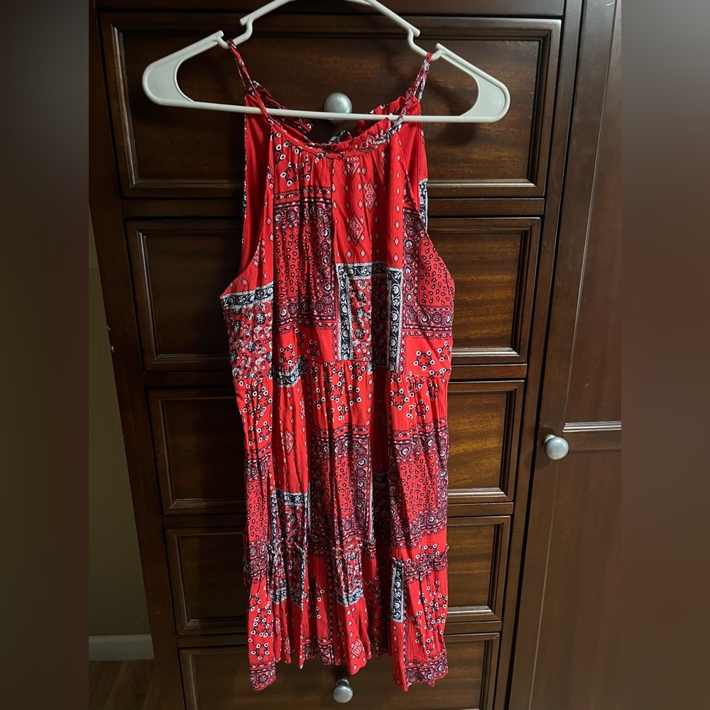 Red Bandana Print Mini Swing Dress